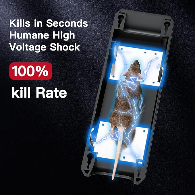 2 Pack Electric Mouse Traps Indoor for Home, Reusable No-Touch Electric Mouse Trap Zapper with Powerful Voltage Effectively Kills Mice in Living Rooms, Kitchens, Garages, and More