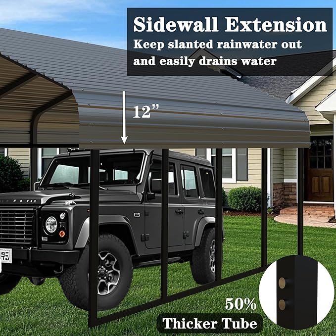 Heavy Duty Metal Carport 10x20 ft Galvanized Steel Frame RV Carport Storage All Weather Shelter Easy Assembly for Car Extra Large Canopy for Vehicle Boat Protection Garage Party Tent