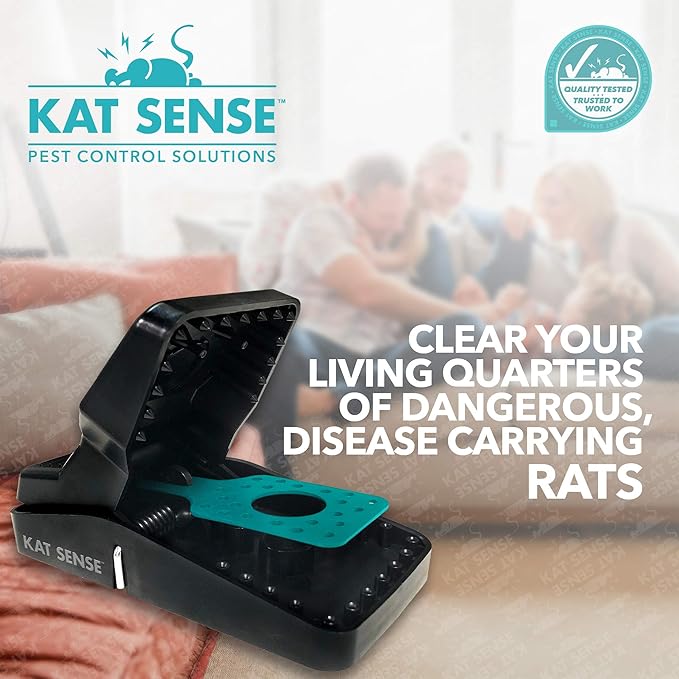 Kat Sense Rat Traps for House (12 Pack) Humane Rodent Trap for Instant Kill Results, Easy to Use Mouse Traps, Effective Anti-Rodent Solution, Reusable, Indoor ‘N Outdoor