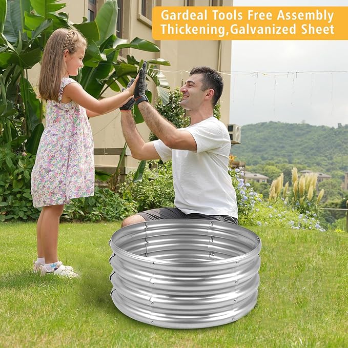 Garden Galvanized Raised Garden Bed Kit - Metal Planter Boxes for Vegetables/Herbs/Flowers, Heavy-Duty Steel Outdoor Garden Box with Reinforced Edges(4X4X1FT)