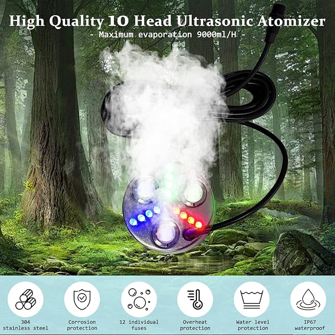 Ultrasonic Fogger 3 Head Ultrasonic Mist Maker,1500ml/H,80W Mist Maker Fogger,3 Head Ultrasonic Fogger Mist Maker,3 Head Ultrasonic Mist Maker fogger Ultrasonic Mister Fogger 3 Head Fogger