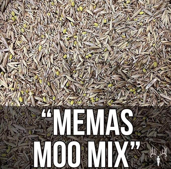 Memas Moo Mix, 25LB Bulk, Farm Pasture Seed Blend for Horse, Cattle, Pig, Goat, Chicken, Duck, Sheep & Livestock, Grow Alfalfa & Perennial Grasses Fields, Graze Resistant, Cold Tolerant