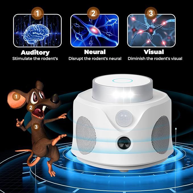 Ultrasonic Mice Repellent for House Indoor Pest Repellent Mouse Rat Sonic Deterrent Device, Drive Away Mice from Home - No Killer Traps, Grey 1 Pack