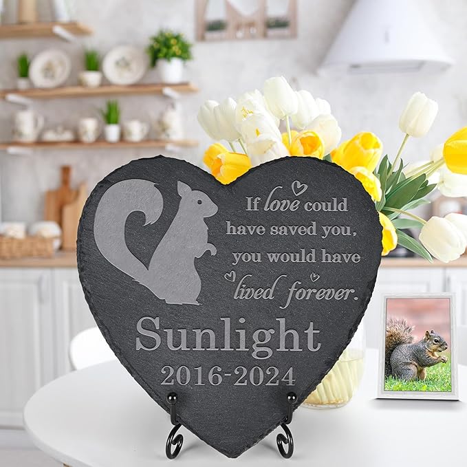 Squirrel Memorial Stone -Squirrel Memorial Gifts - Pet Loss Gift - Loss of Squirre - Heart