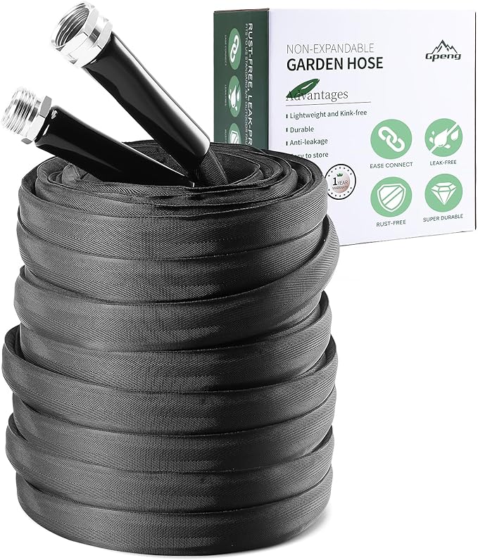Garden Hose, 50 ft Non-Expandable, Lightweight Water Hose, Leakproof & Durable Design, Easy to Store for Gardening, Car Washing, Pet Bathing