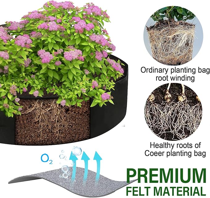 50 Gallon Plant Grow Bags, Large Fabric Raised Garden Bed with Handles, Durable Garden Beds Planters Aeration Gardening Container to Grow Vegetables for Outdoor Plants