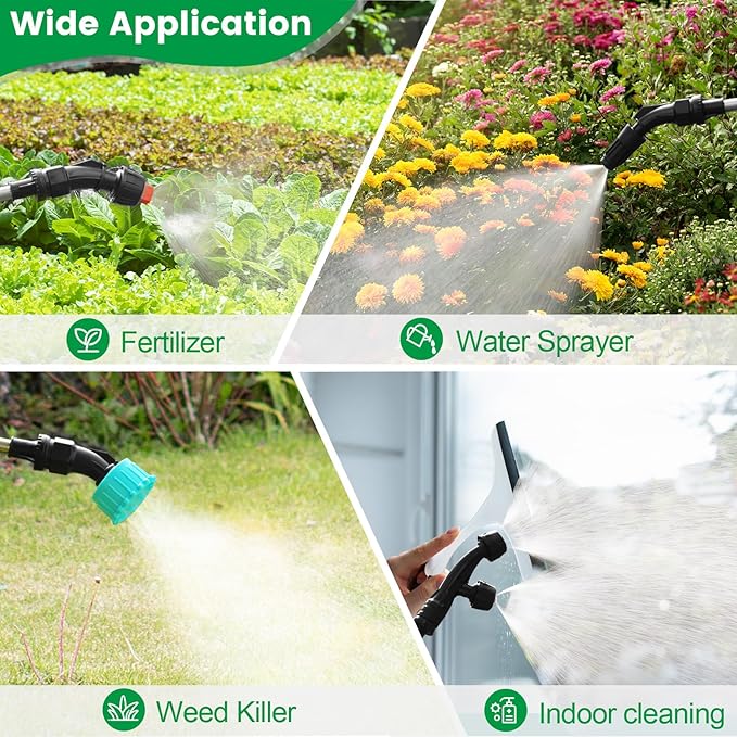 Battery Powered Sprayer 2 Gallon, 2025 Upgrade Electric Sprayer with 3 Adjustable Speed, Battery Indicator, 4 Mist Nozzles, Rechargeable Retractable Wand with Adjustable Shoulder Strap for Lawn Garden