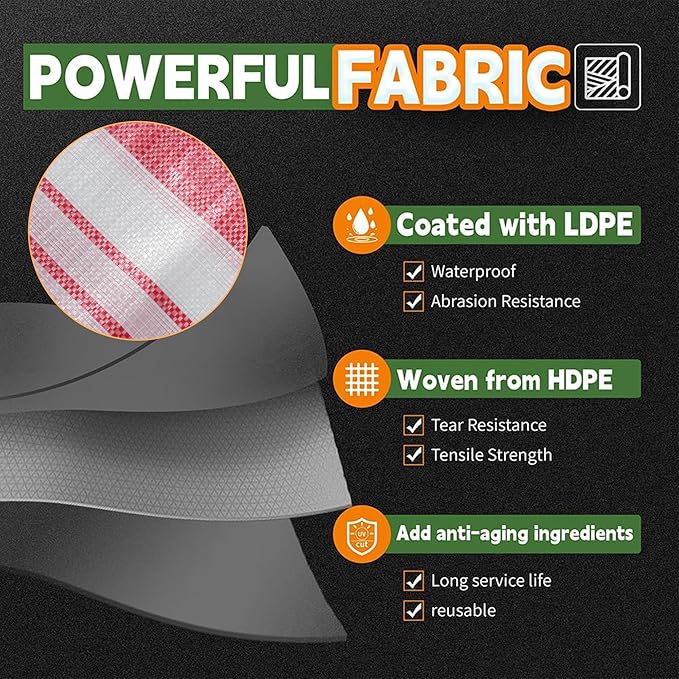 RAINDEWAY Tarps 8x10 Feet,12 Mil Sunshade Striped Tarp Waterproof,Multipurpose Poly Tarp Cover with Grommets and Reinforced Edges,Red/White Tarps