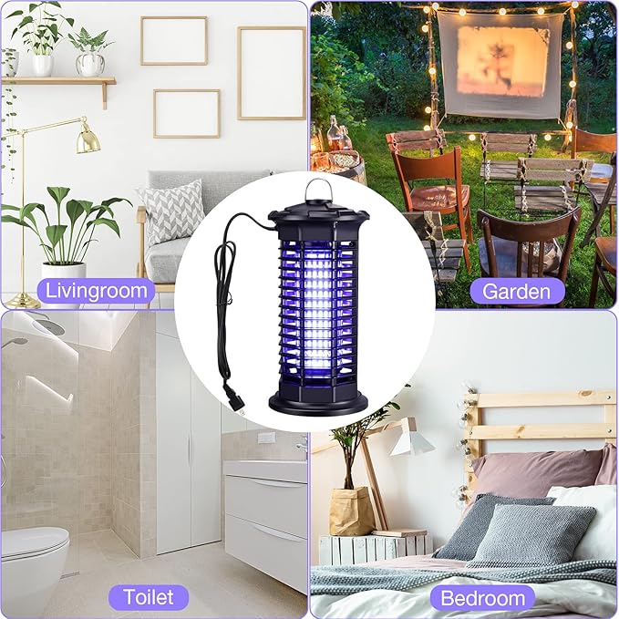3 Pieces Bug Zapper Outdoor Indoor Electric Mosquito Zappers Fly Traps Waterproof Mosquito Killer Electronic Insect Killer Catcher with Light for Home, Garden, Backyard, Camping, Patio, Room