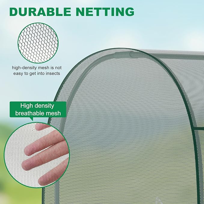 Crop Cages for Garden Plant, 9.8x3.3x6 Ft Plant Protection Tent with Zippered Door, Raised Bed Cover, Garden Bed Cover with Frame, Wind-Resistant Plant Cages for Outdoor Plants Vegetable Flower