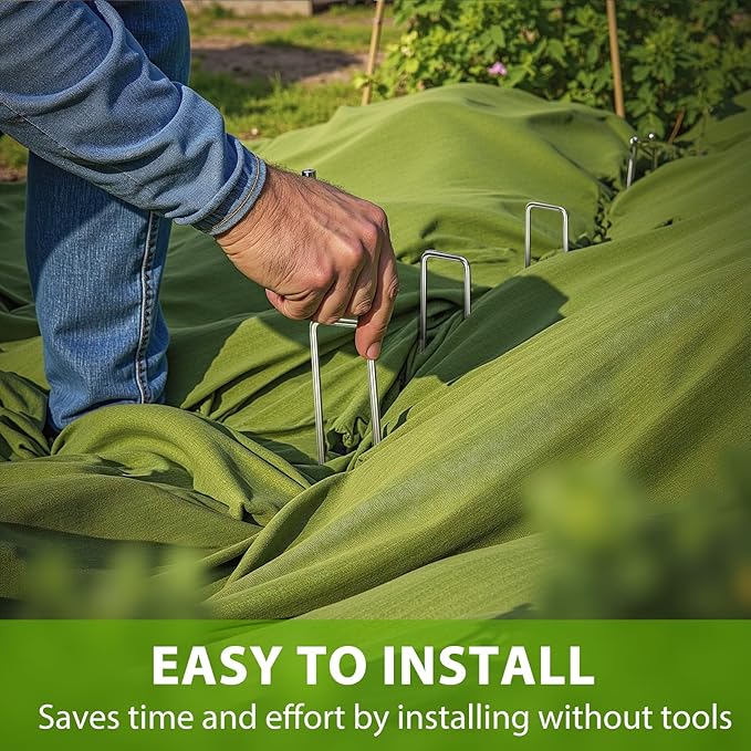 Landscape Staples 12 Inch, 50 Pack 8 Gauge Galvanized Garden Staples U-Shaped Landscape Stakes, Heavy Duty Ground Stakes for Outdoor Decorations, Weed Barrier Fabric, Irigation Tubing, Tent