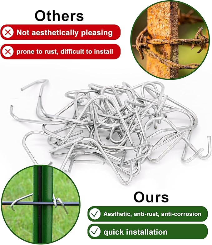 T-Post Clips Galvanized Steel Fence Clips 150 PCS 10 Gauge Convenient and Fast Installation Pre-Cut Fence Ties for T-Posts/U-Posts