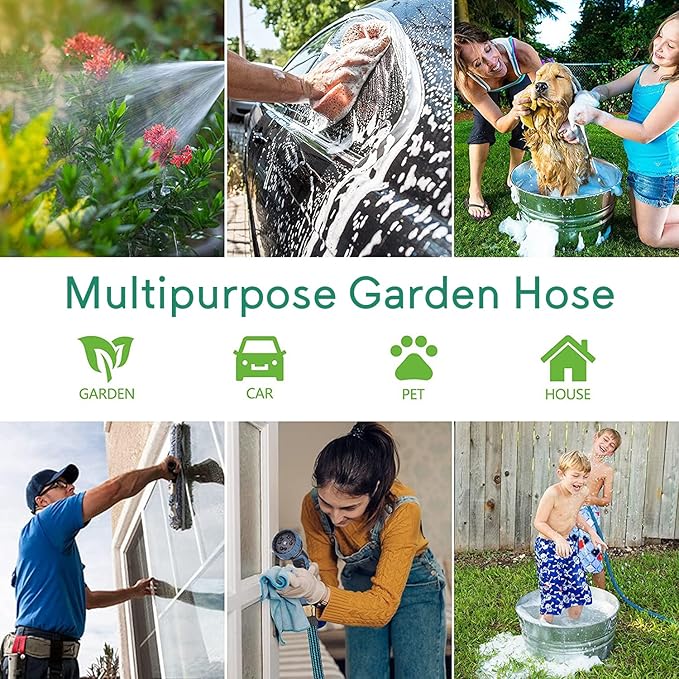 Expandable Garden Hose 75 ft, 2025 New No Kink Flexible Water Hose 75ft with 10 Pattern Spray Nozzle, Extra Strong Brass Connectors, Reinforced Expanding Latex Core, Ultra Lightweight & Collapsible