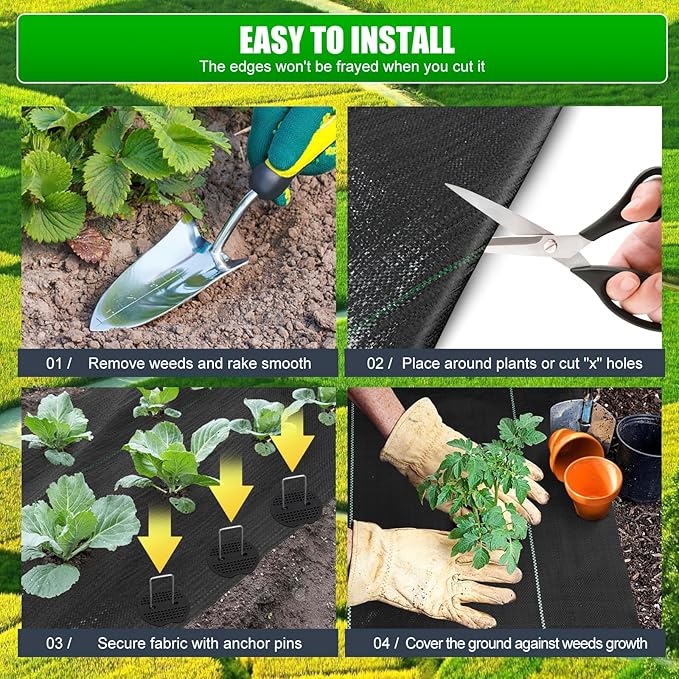 6.5ft x330ft Black Weed Barrier Landscape Fabric Heavy Duty 3.2OZ French Drain Fabric Ground Cover Weed Cloth for Erosion Control,Outdoor Gardening Weed Control Mat