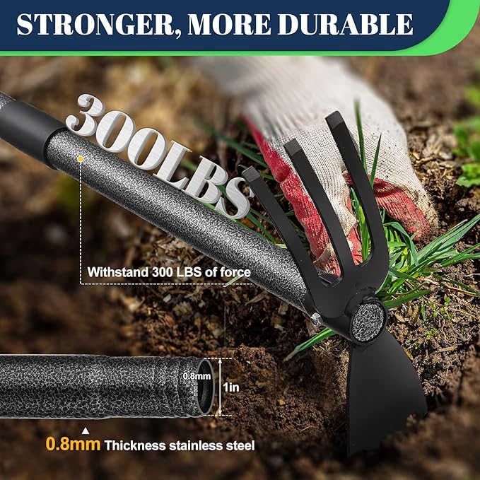 Multi-Purpose Garden Hoe Tool – Heavy Duty Adjustable (16"-45") with Ergonomic Handle, Anti-Rust Coated Steel, for Weeding, Digging, Cultivating – Lawn, Farm, Outdoor Use