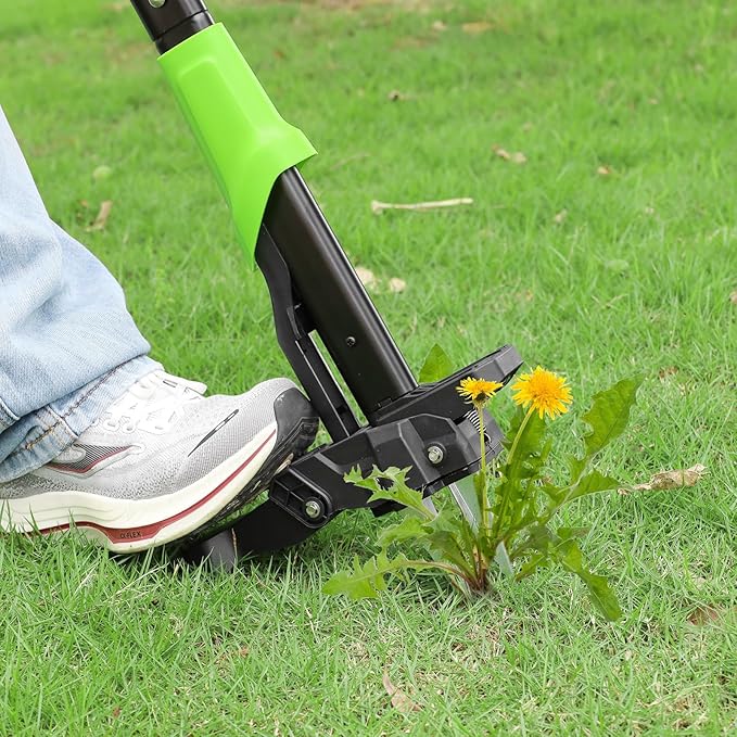 DEWINNER 4-Claw Stand Up Weed Puller Tool, 34'' Heavy Duty Manual Weeding Tool with Ergonomic Handle, Effortless Weed Removal & Ejector Design for Lawn, Garden – No Bending or Kneeling