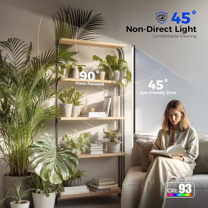 Barrina T1S Standing Grow Light for Indoor Plants with Timer, 65W 660nm High PPFD Full Spectrum, Tera Series Vertical Grow Lights Adjustable Height 5FT-5.6FT, Foot Switch, Non-Glare Design, Black