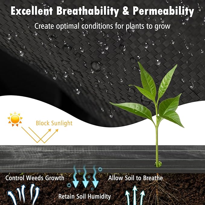 6FT x 300FT Weed Barrier Fabric, 4.6oz Landscape Fabric Heavy Duty Weed Barrier, High Permeability Ground Cover Geotextile Fabric Weed Cloth for Garden, Farm & Driveway