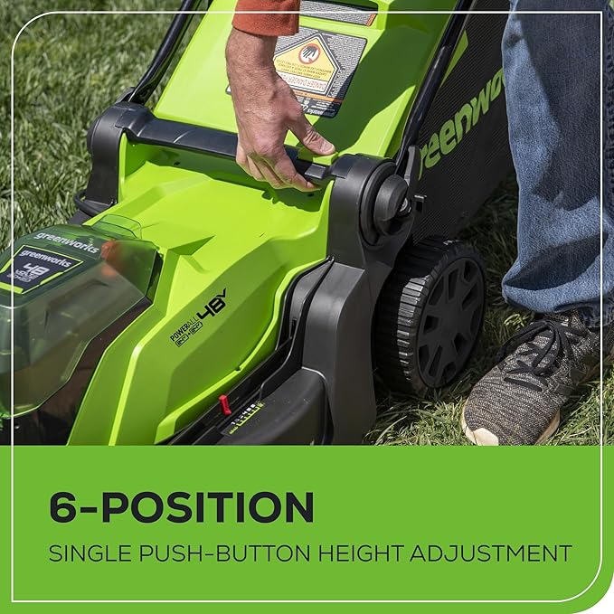 Greenworks 48V (2 x 24V) 17" Brushless Cordless Push Lawn Mower, Includes (2) 4.0Ah Batteries and Dual Port Rapid Charger((125+ Compatible Tools, 45Min Runtime)