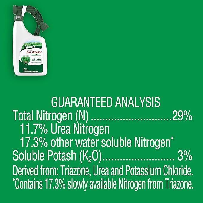Scotts Liquid Turf Builder 2 Step Lawn-Care with Plus 2 Weed Control and Food, Liquid-Weed and Feed and Fertilizer, 32 oz.