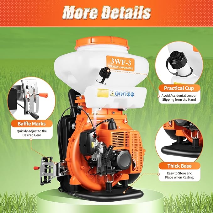 Backpack Fogger Sprayer, 3.7 Gal Gas Backpack Sprayer, 41.5CC 2 Stroke Powder and Liquid Mist Duster, Agricultural Gas Sprayer Mosquito Blower Insecticide for Orchards, Gardens