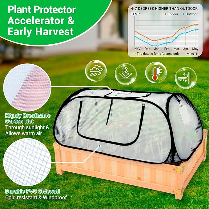 Garden Covers for Raised Beds, Pop Up Raised Garden Bed Cover, Garden Row Plants Cover Accelerator, Greenhouse Cover for Protecting Seedlings Fruits Vegetable Rows 45" L x 22" W x 16" H(2 Pack)