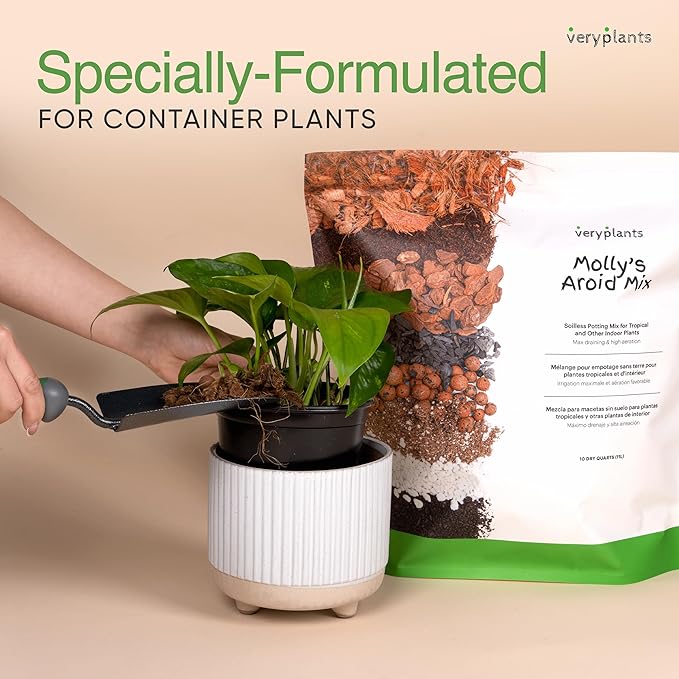 Molly's Aroid Mix - Premium Soilless Potting Mix for Houseplants - Fast Draining, Chunky & Easier to Water vs. Soil for Indoor Plants - with Bark, Coco Chips, Worm Castings, Mycorrhizae 3 Dry Quarts