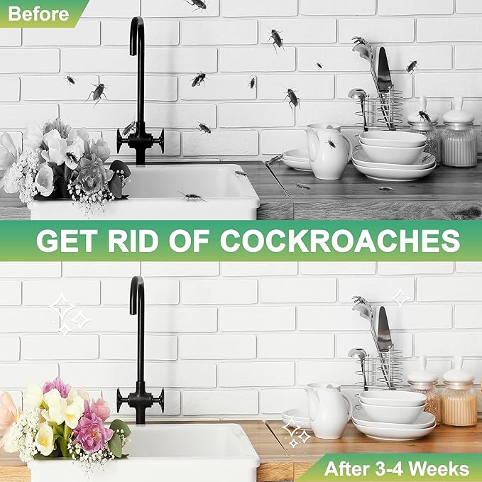 Roach Bait - Cockroach Killer Indoor Infestation, Roach Traps Cockroach Bait Gel, Get Rid of Roaches Permanently Indoor Home & Outdoor Infestation, Cockroaches Repellent Killer (12)