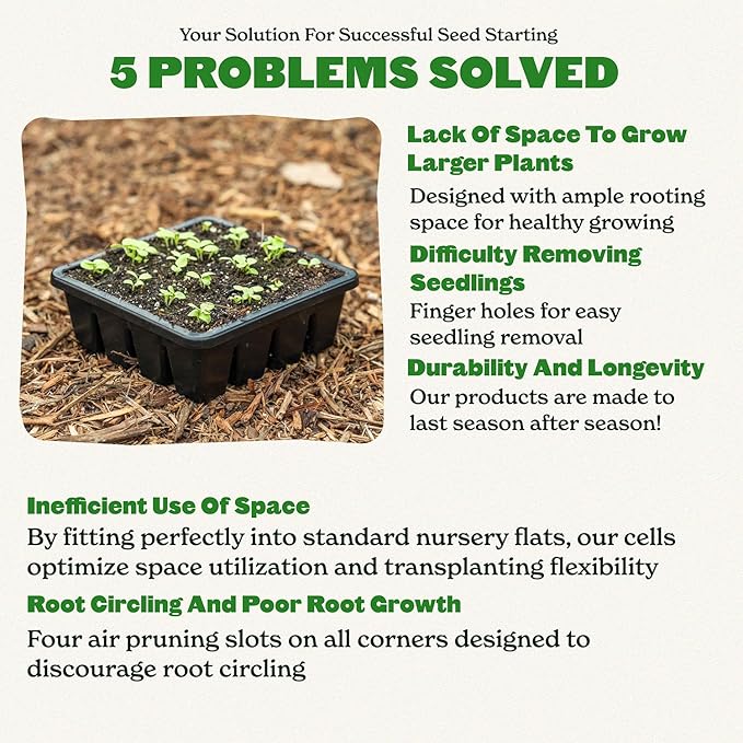 Epic Gardening Reusable Seed Starter Tray - 16 Cell/16 Seedling Starter Trays - Easy Watering, Indoor Greenhouse, Plant Starter, Gardener-Friendly for Seedlings | UV-Treated & BPA-Free - Black