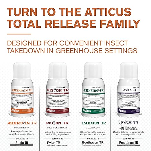 Atticus Ascertain TR Greenhouse Fogger (2oz Can) - (Compare to Attain) - Total Release Bifenthrin Insecticide/Miticide - Controls Mites, Aphids, Thrips, Fungus Gnats (Packaging May Vary) (1 Pack)