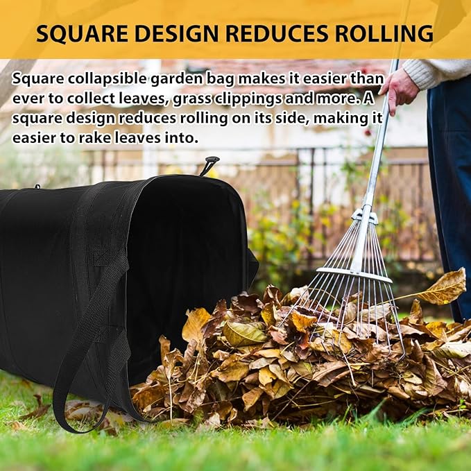 YUDI & GARDEN 46 Gallon Square Collapsible Yard Waste Bin|Collapsible Trash Can|Camping Trash Can, for Collecting Weeds or Party and Yard Waste