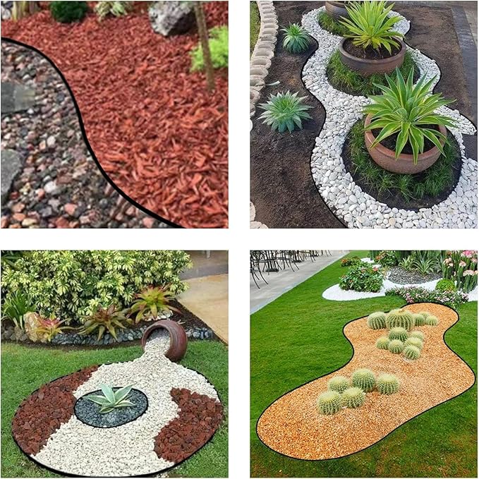 Garden Edging Border,66ft Landscape Edging Border Garden Border Edging【4 INCH Hight】 Lawn Edging Border Include 60 Stakes, Paver Edging for Yard, Lawn, Gardens (Black)