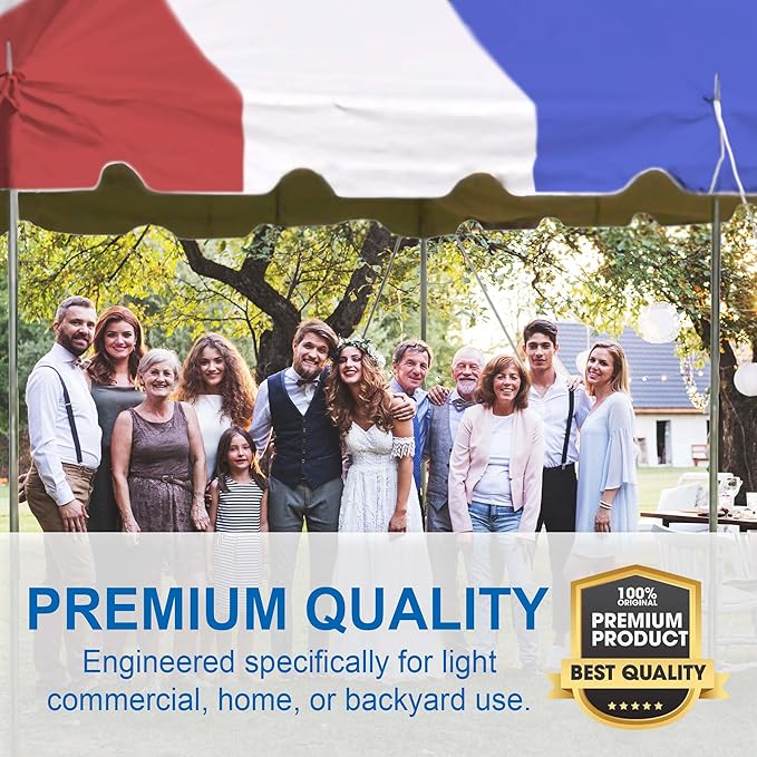 Party Tents Direct 20'x 20' Weekender Canopy Pole Tent with Sidewalls - Easy Up Canopy Tent with 80 Person Capacity - Outdoor Canopies for Parties, Weddings, and Events (Red White and Blue)