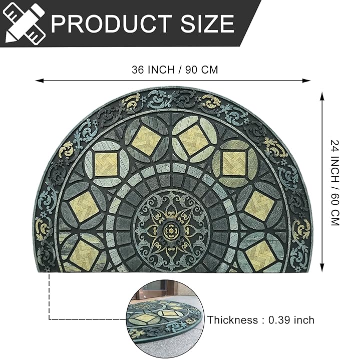 CHICHIC Entrance Door Mat Large 24 x 36 Inch Entry Way Doormat Front Door Rugs Outdoors Heavy Duty Welcome Mat Non Slip Rubber Back Low Profile for Garage, Patio, High Traffic Area, Grey Teal