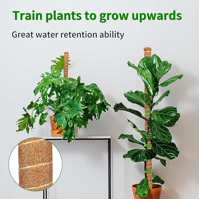4 Pack Moss Pole, 47-Inch Moss Poles for Plants Monstera,Bendable Plant Support Stakes for Climbing Plants Indoor, Garden Trellis Plant Stick for Potted Plants, Pothos Philodendron