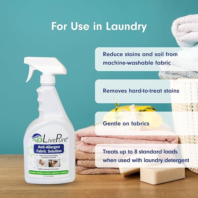LivePure Anti-Allergen 32 OZ Fabric Spray for Household Surfaces, 2 Pack