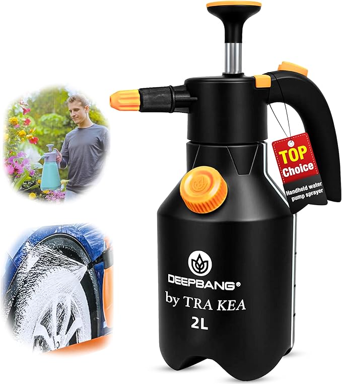 Premium 2L Handheld Pump Sprayer Adjustable Nozzle Water and Foam Continuous Spray Bottle for Car Washing Gardening Household Cleaning โ Heavy Duty Chemical Resistant