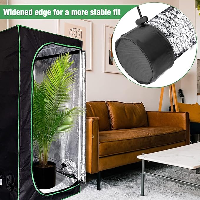 2 Pcs Grow Tents Vent Cover - 6" Dustproof Duct Filter Vent Covers with Elastic Band and Fixed Buckle for Plant Grow Tent Accessories