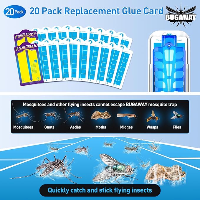Fruit Fly Traps for Indoors, 2 Devices with 20 Refills Indoor Fly Trap for Home, Flying Insect Trap, Moth Gnat Traps for House Indoor Plug in Mosquito Bug Zapper with 9w Blue & UV Light