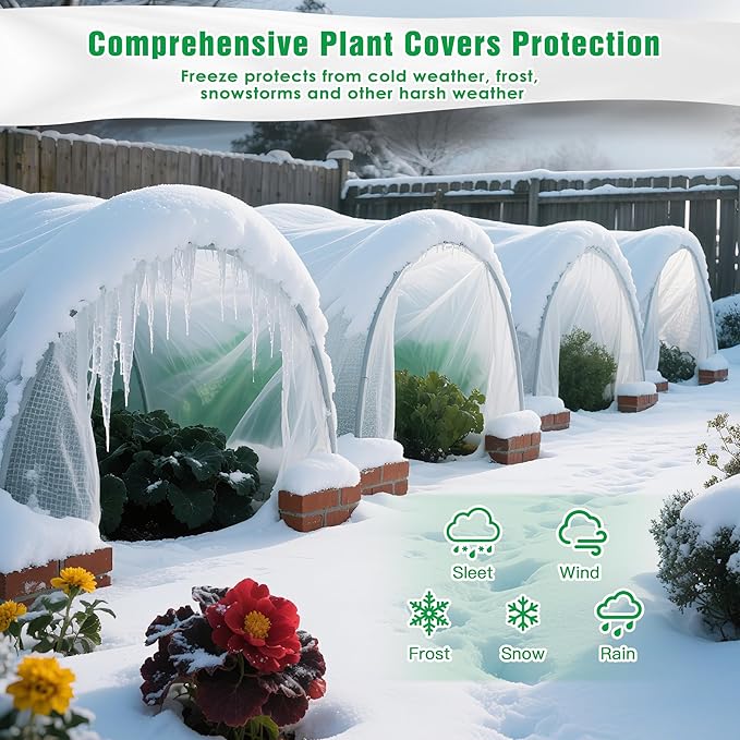 10 FT x 50 FT Plant Covers for Frost & Sun Protection, Thick 1.2 oz/yd² Frost Cloths Blankets to Extreme Low -4 °F Temperatures, Reusable Floating Row Covers for Outdoor Garden Vegetables Seedlings