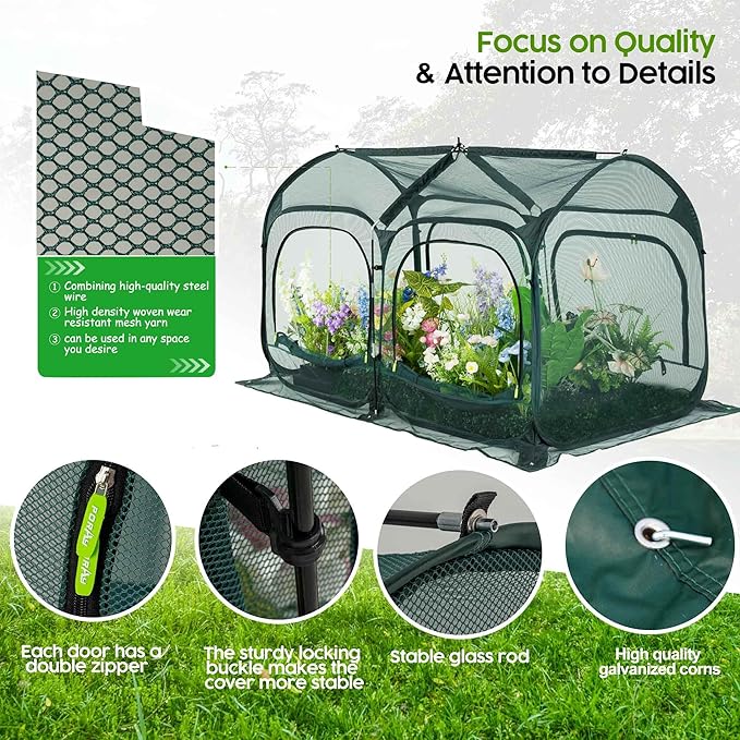 Poray Large 8.2x4FT Plant Netting Cover, Pop up Tunnel Crop Cage Gardening Net,Pest Guard Cover for Vegetables &Fruits,Durable Gardening Net for Plant and Animal