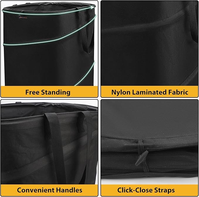 YUDI & GARDEN 19 Gallon Square Collapsible Yard Waste Bin|Collapsible Trash Can|Camping Trash Can, for Collecting Weeds or Party and Yard Waste