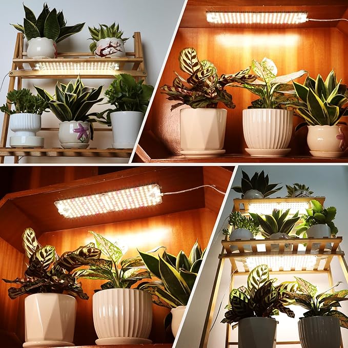 FECiDA 4Pack Grow Lights for Seed Starting, 2025 40W Flat Grow Light Panels for Shelves, Under Cabinet/Counter, Greenhouse, Indoor Plants, 4,8,12 Hr Timer, Free Linking