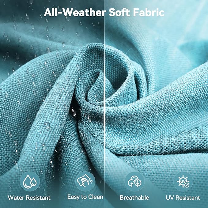 Luxury 6" Outdoor Cushions for Patio Furniture, 24x24x6 Thick Seat Cushion Set of 10, Fade Resistant Couch Chair Replacement Cushions High Density Deep Wicker Chair Cushion w/Removable Cover, Teal