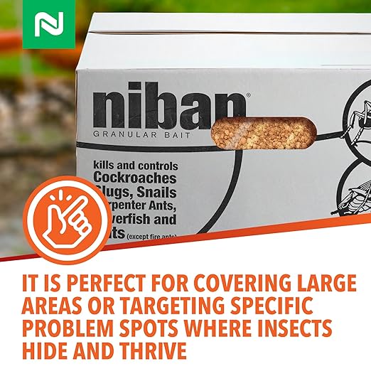 Nisus Niban Granular Bait, Weather-Resistant, Boric Acid Formula, Ants, Roaches, Crickets, Slugs & Snails, Indoor/Outdoor Use, 40 lbs