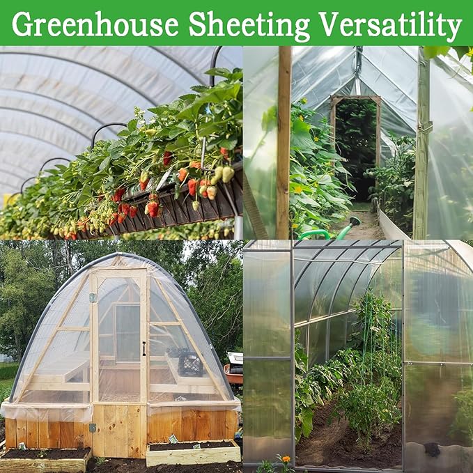 12FTx26FT Greenhouse Plastic Sheeting, 6 Mil Thick Clear Polyethylene Film, Waterproof Wind Frost Dust UV Resistant Green House Plastic Covering for Outdoor Plant, Garden, (12ft x 26ft)