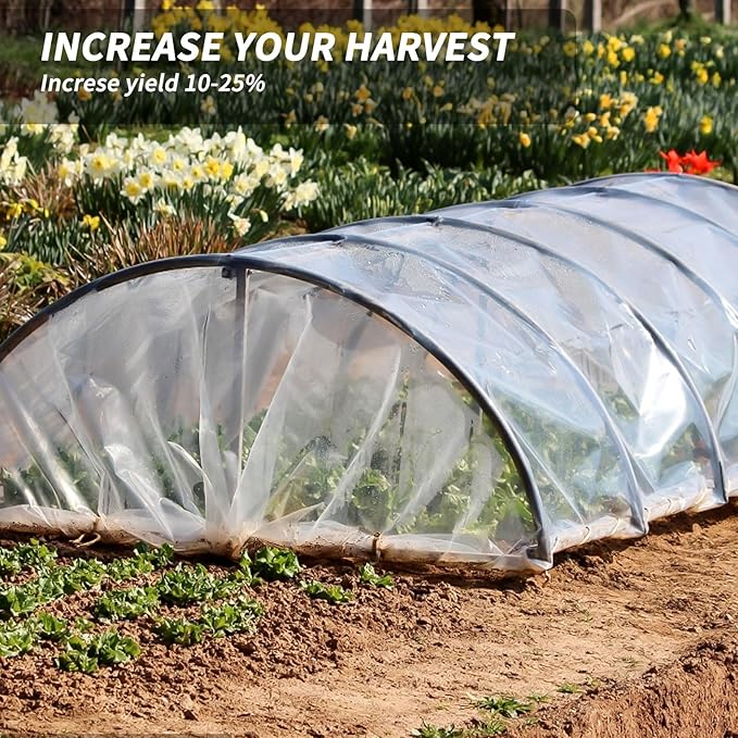 10' x 26' Greenhouse Plastic Film Sheeting Cover 6 Mil Thickness, Clear Greenhouse Cover Polyethylene Plastic UV Resistant Anti-drip, Anti-Fog for Farms, Agriculture, Garden, Farm Plastic Cover