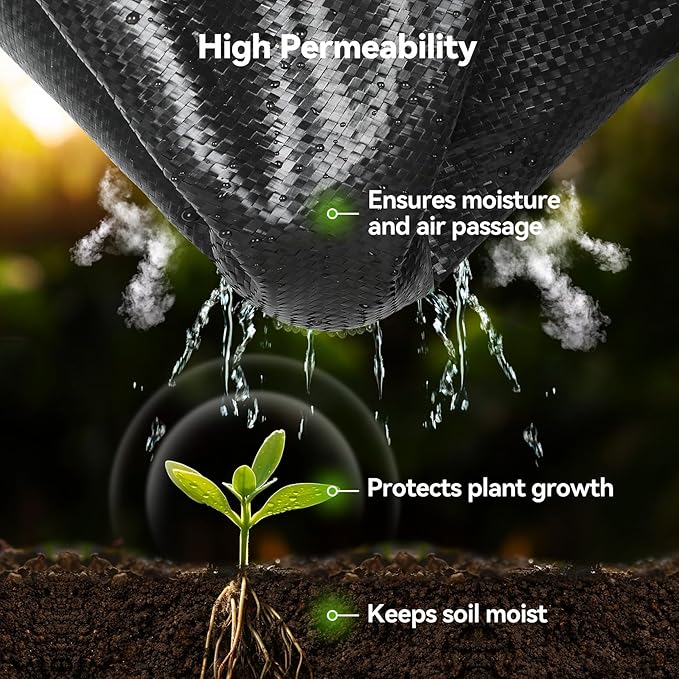 6ftx100ft Weed Barrier Landscape 3.2oz Fabric Heavy Duty, Woven Weed Control Cloth, Woven Geotextile Fabric for Underlayment, Gardening Ground, Commercial Driveway Weed Block Cover Mat