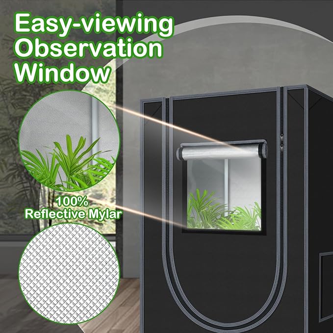 Grow Tent, 18"x18"x32"Grow Tent, Indoor Growing Tent with Observation Windows, Lightproof Tent with Floor Tray, Mylar Hydroponic Tent