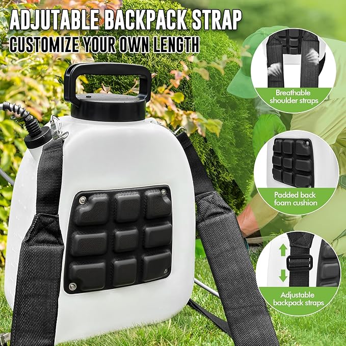 Battery Powered Sprayer 3.2 Gallon, VAXMAY Backpack Sprayer with 5 Mist Nozzles, Electric Garden Sprayer with USB Rechargeable Handle 32" Retractable Wand Portable Weed Sprayer for Lawn, Garden, Yard